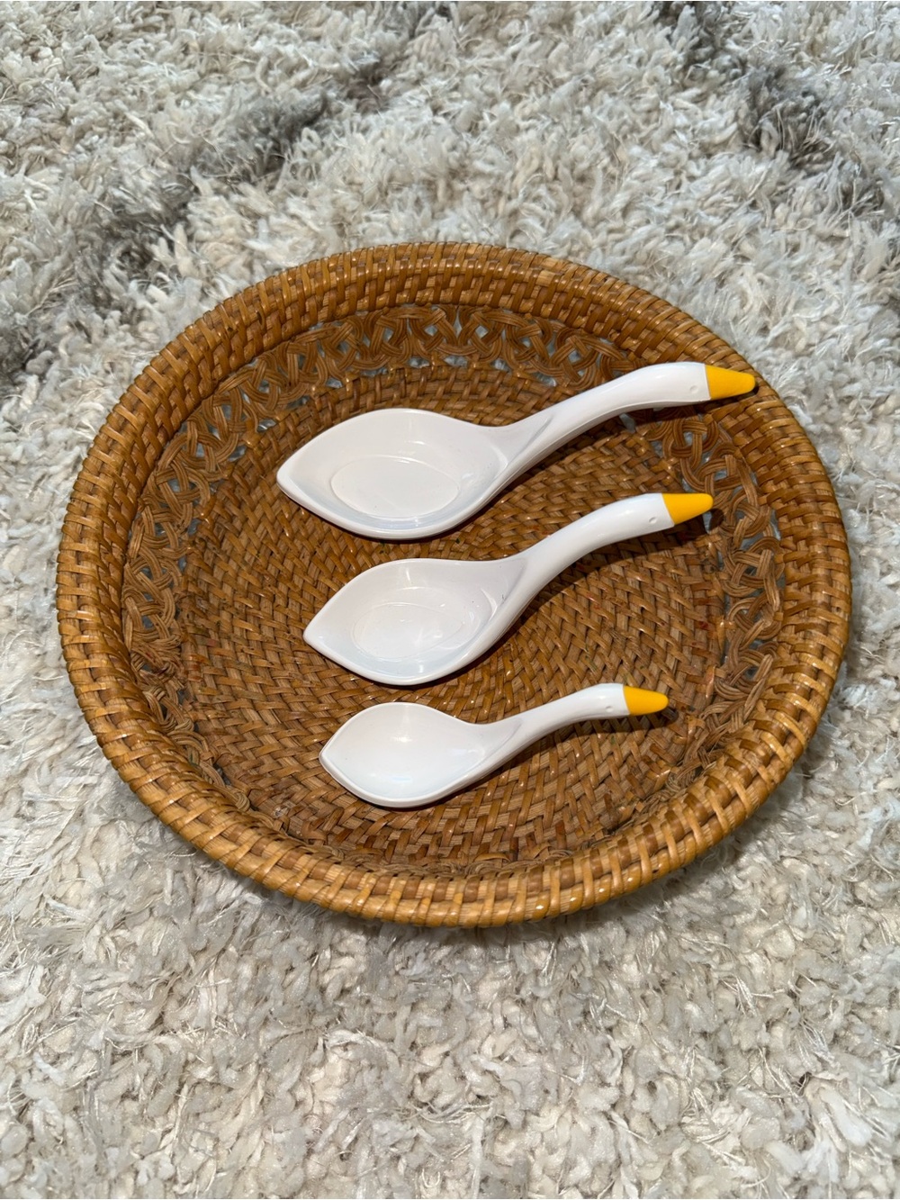 Set Of 3 Vintage Avon 1980s Ceramic Goose Geese Duck Nesting Measuring Spoons
